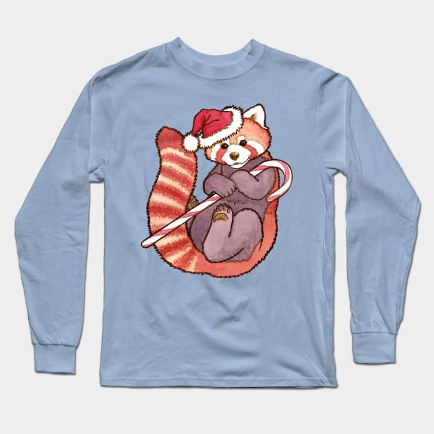 Sweet Fantasy Santa Red Panda Long Sleeve T-Shirt by MarinaIllustration